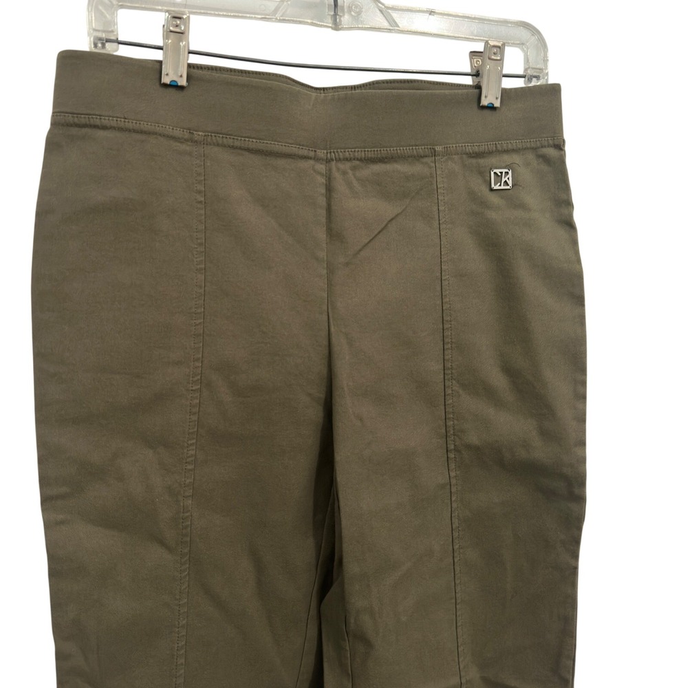 Calvin Klein Pull On Pants M Olive Green Slim Ankle Stretch Twill Clean Girl